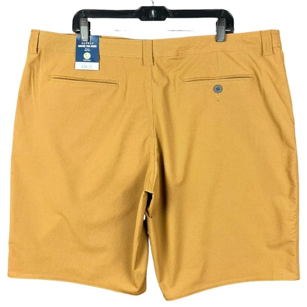 George Mens Flat Front Casual Shorts Size 44X9 Blue & Tan Lot of 2 Mid-rise Fit
